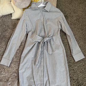 Calvin Klein Striped Tie-Front shirt dress